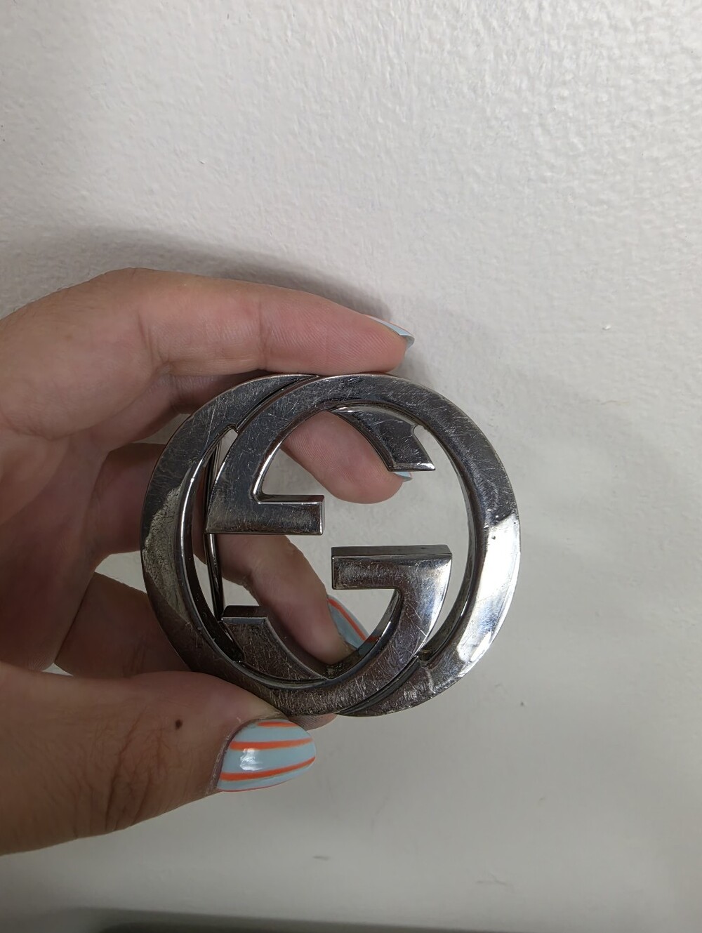 Silver Double G Logo Belt Buckle